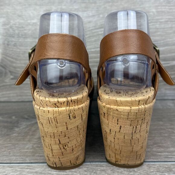 Kork-Ease Myrna 2.0 Women’s Sz 9M Brown Tan Leather Ankle Strap Wedge Sandals - Picture 4 of 12